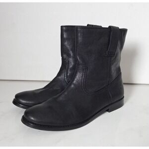 FRYE Anna Shortie Black Leather Ankle Boots Booties Sz 6.5M Western Style